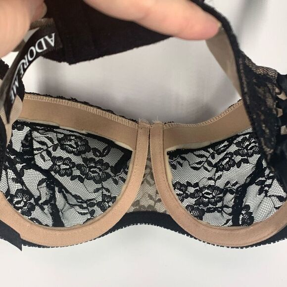Adore Me Women's Floral Lace Back Hook Adjustable Strap Wired Bra Black Size 34B - Picture 4 of 7